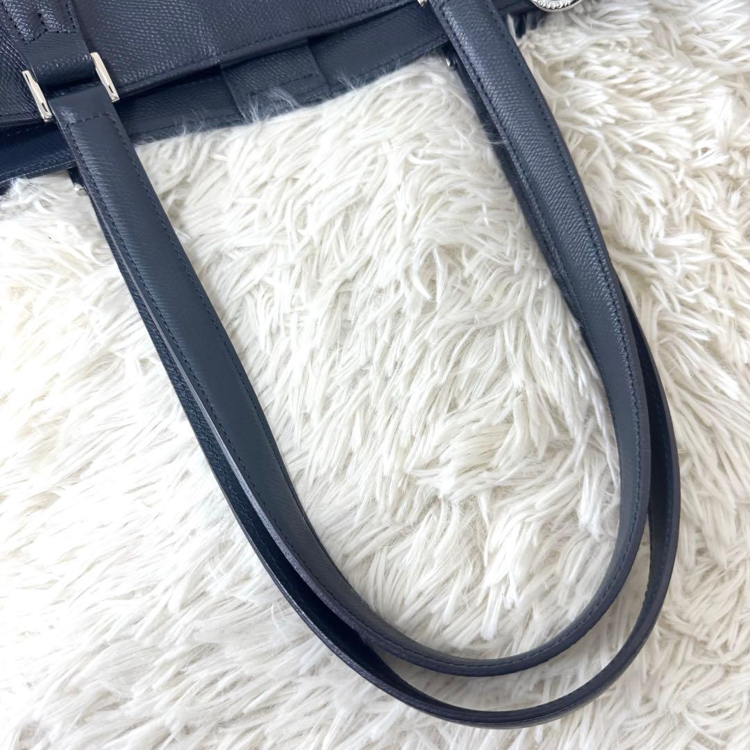 希少 ペッレモルビダ トートバッグ ビジネスバッグ レザー ネイビー