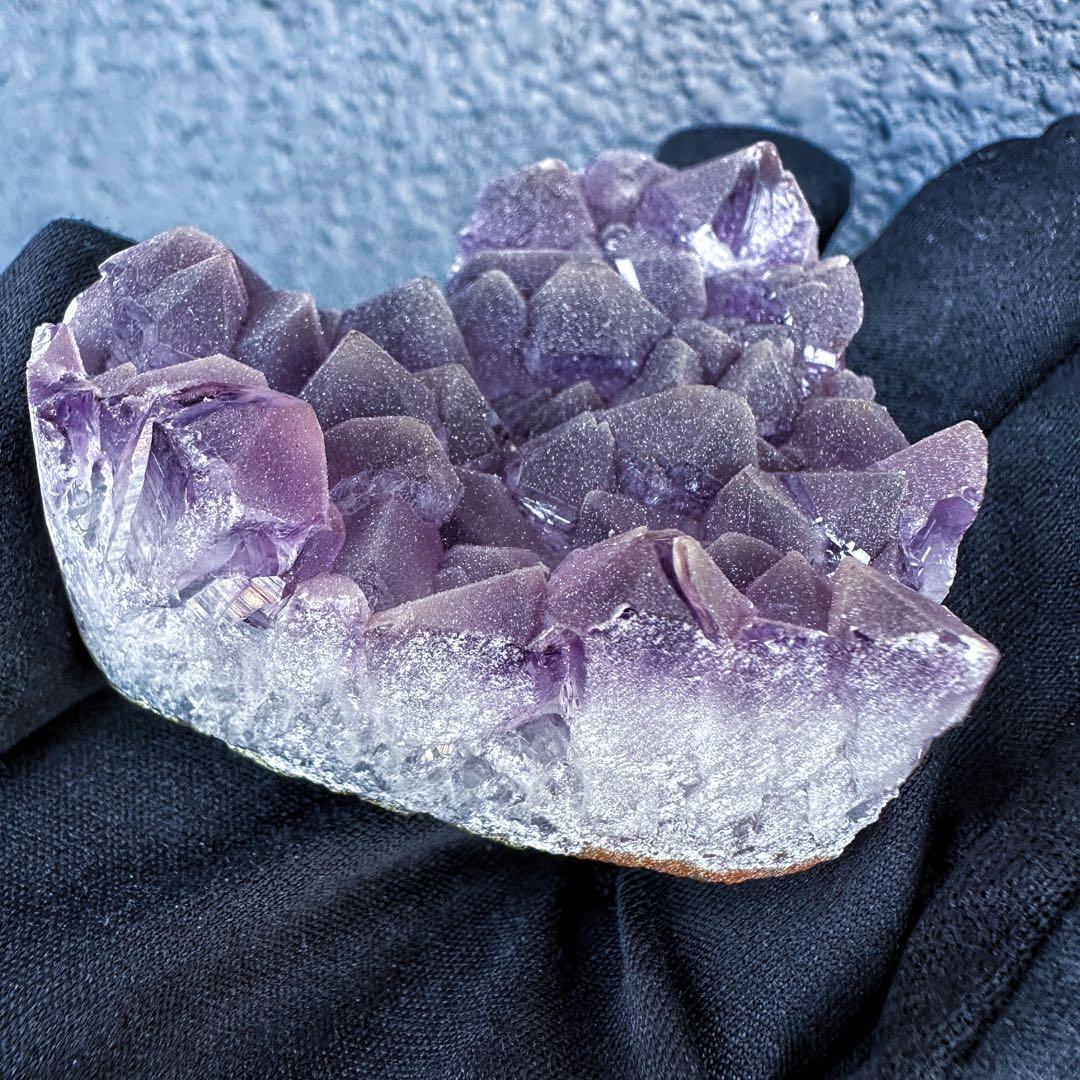 希少2回結晶❗️アメジストハート型❤︎クラスターパワーストーン原石水晶A1309