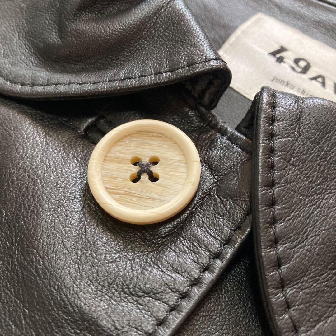 49AV. ジュンコシマダ　羊革 レザーコート ラウンドカラー　38　ブラック