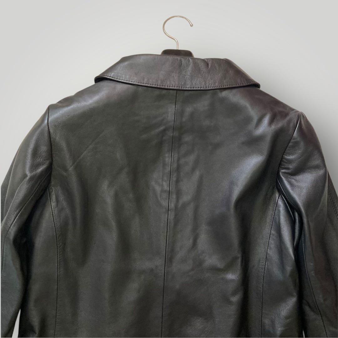 49AV. ジュンコシマダ　羊革 レザーコート ラウンドカラー　38　ブラック