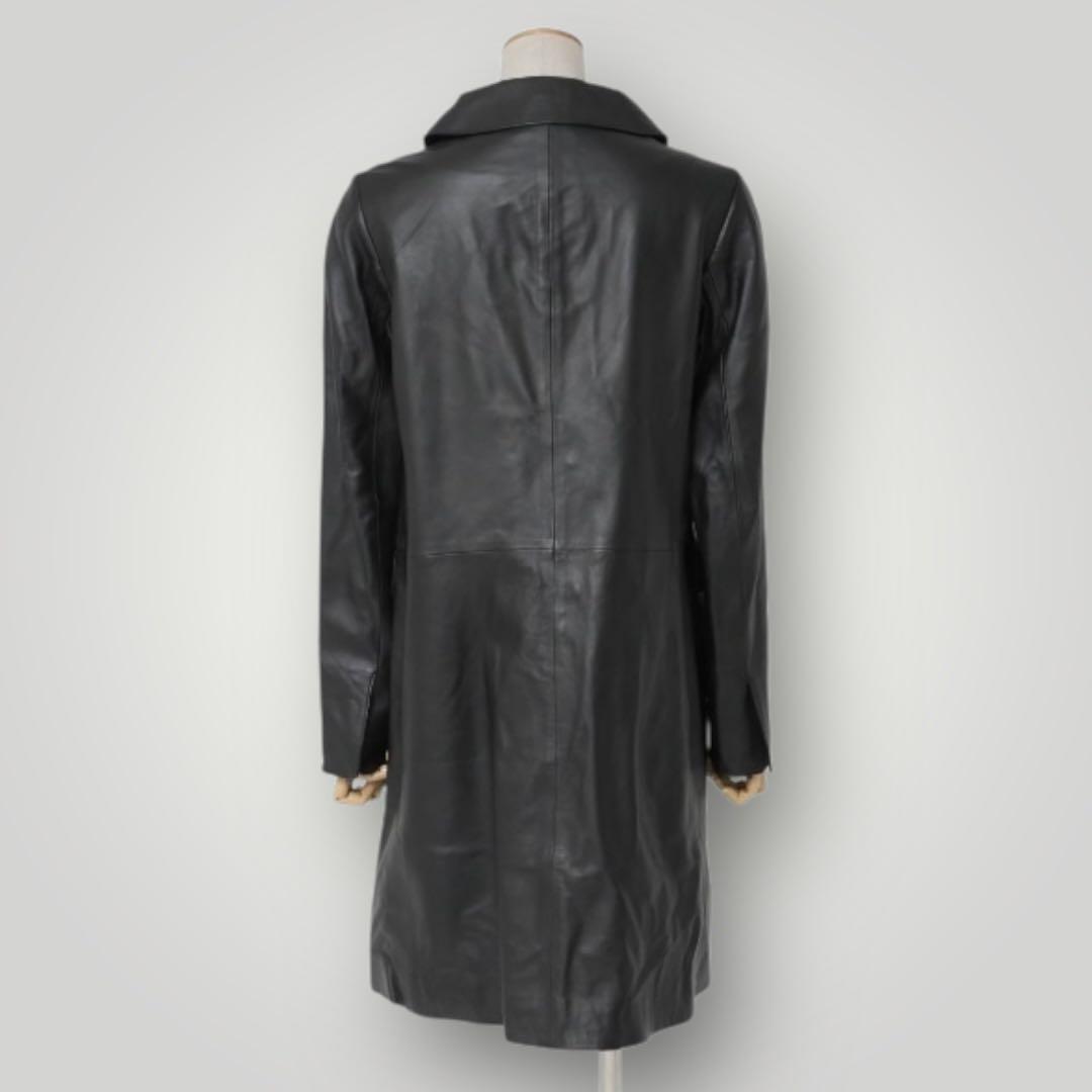 49AV. ジュンコシマダ　羊革 レザーコート ラウンドカラー　38　ブラック