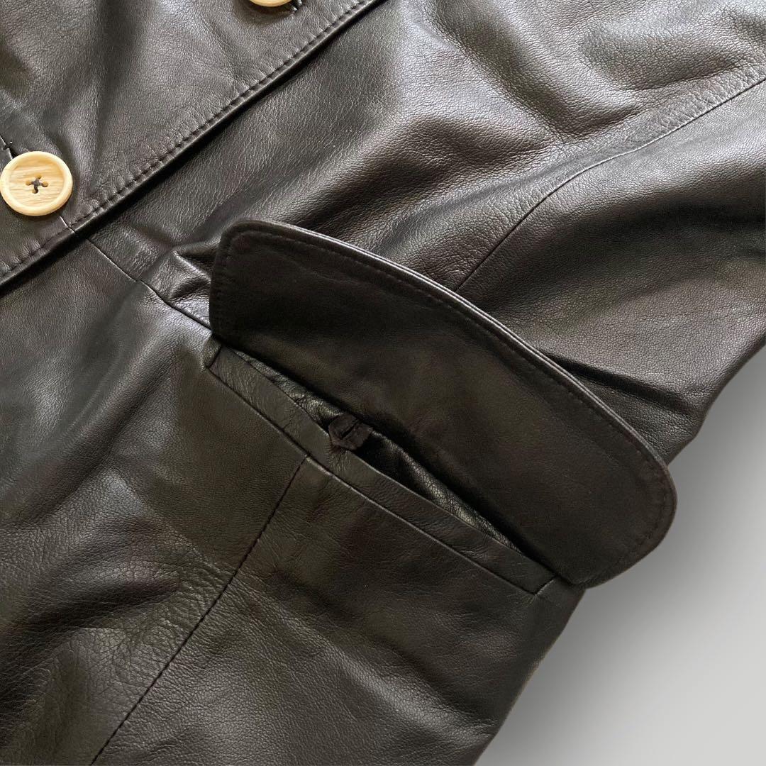 49AV. ジュンコシマダ　羊革 レザーコート ラウンドカラー　38　ブラック