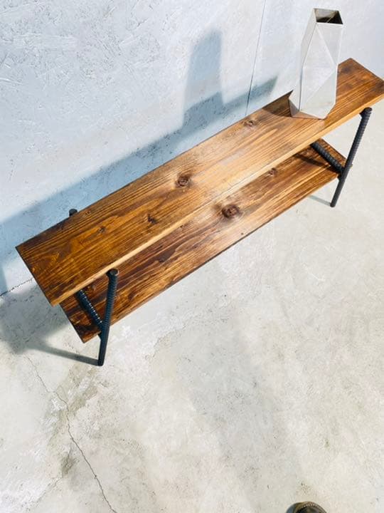 アイアン家具 インダストリアル 植物棚　無垢板 鉄家具 観葉植物 アガベ