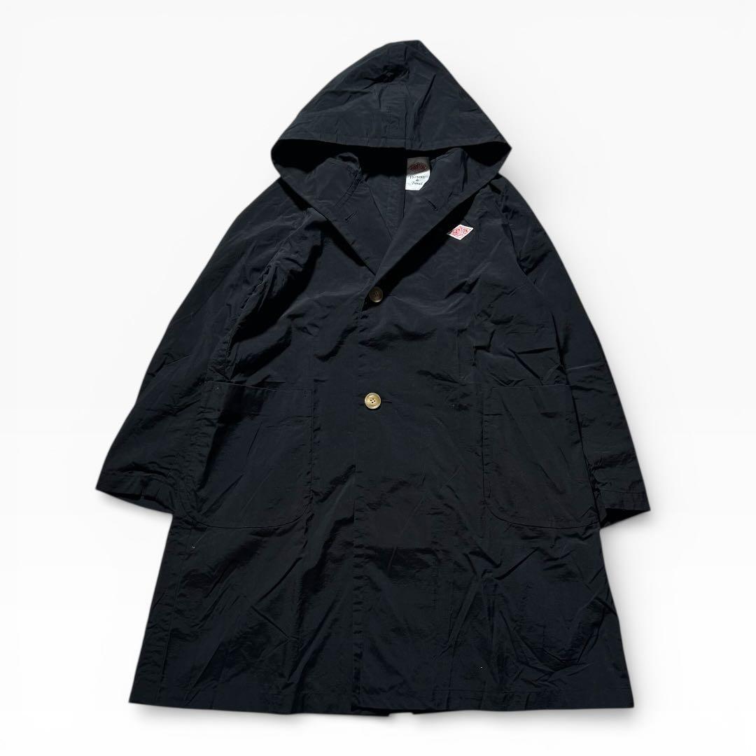 1775◆DANTON ダントン ナイロンコート フード ブラック 36