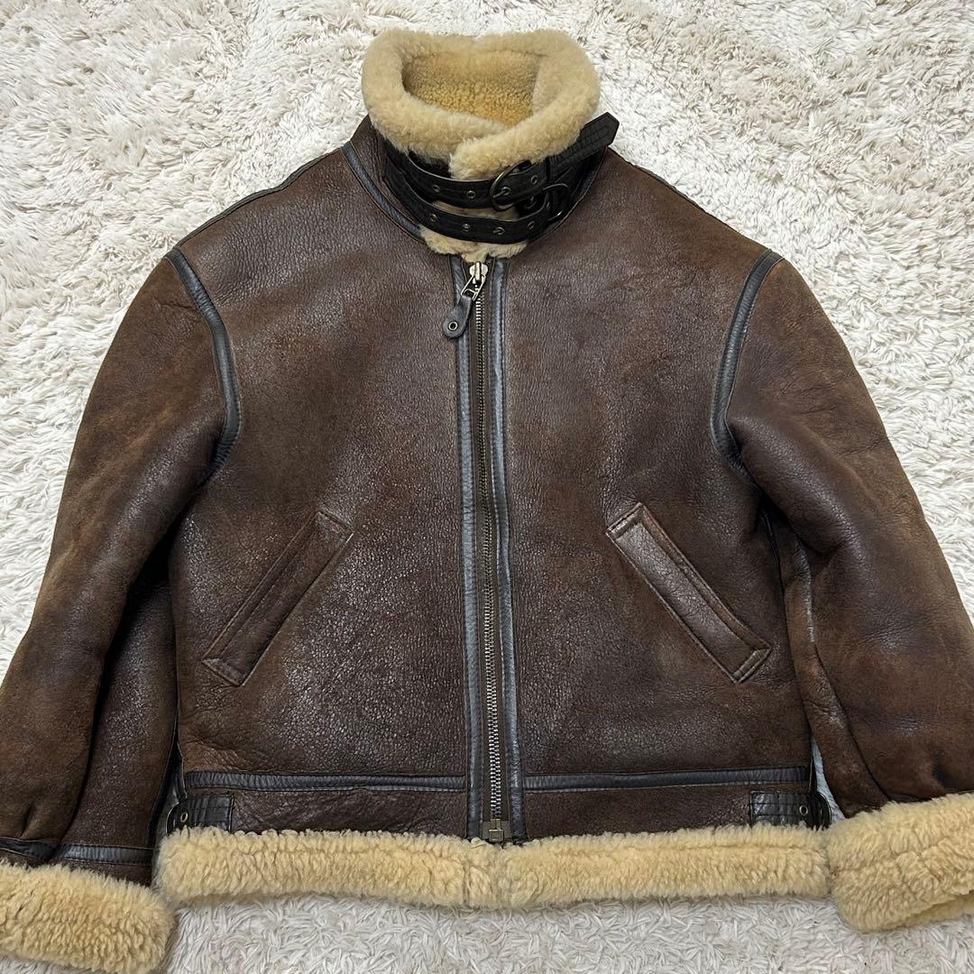 vintage B-3 ムートンジャケット リアルレザー 羊革 M ブラウン