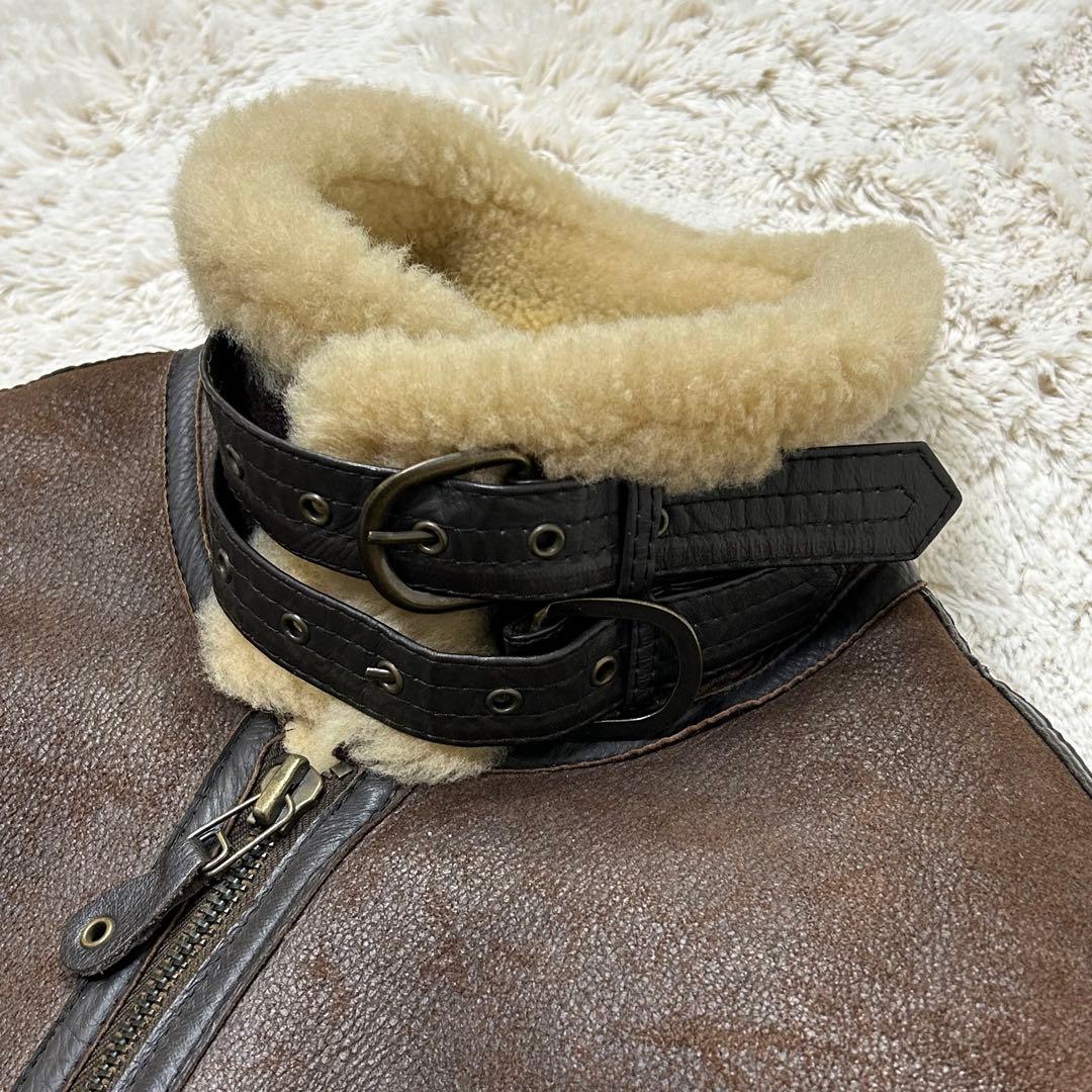 vintage B-3 ムートンジャケット リアルレザー 羊革 M ブラウン