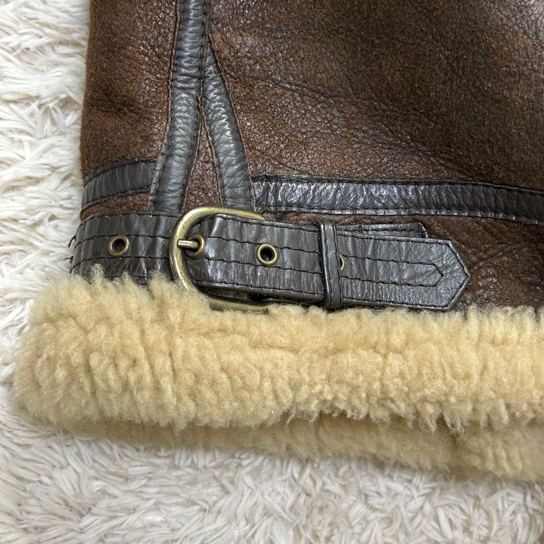vintage B-3 ムートンジャケット リアルレザー 羊革 M ブラウン