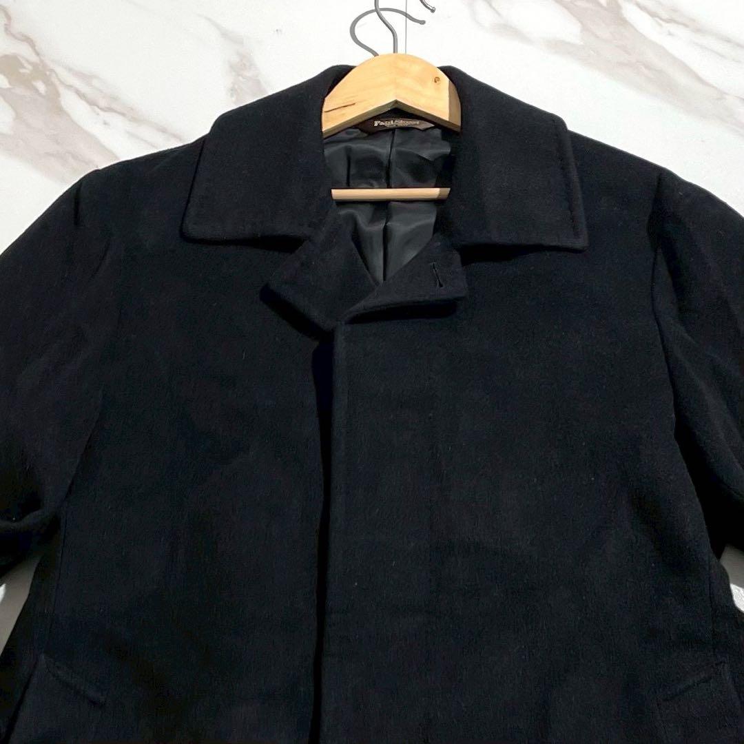 ポールスチュアート 王道 チェスターコート アンゴラ混 ロング丈 ブラック XL