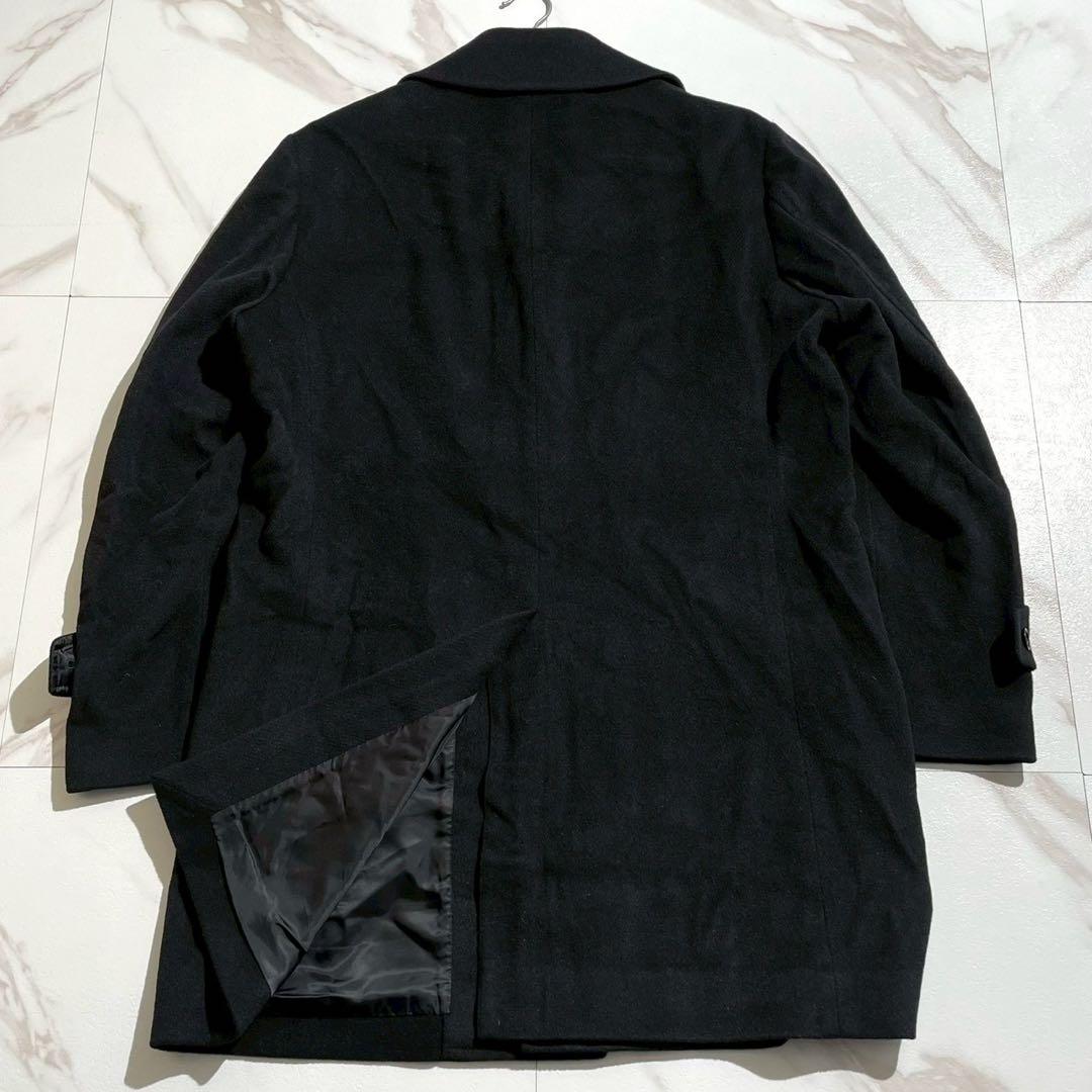 ポールスチュアート 王道 チェスターコート アンゴラ混 ロング丈 ブラック XL