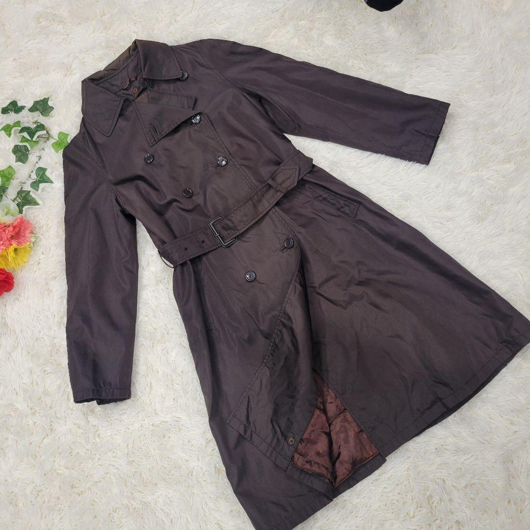 PRADA　ブラウン　ロングコート　裏地キルティング　トレンチコート