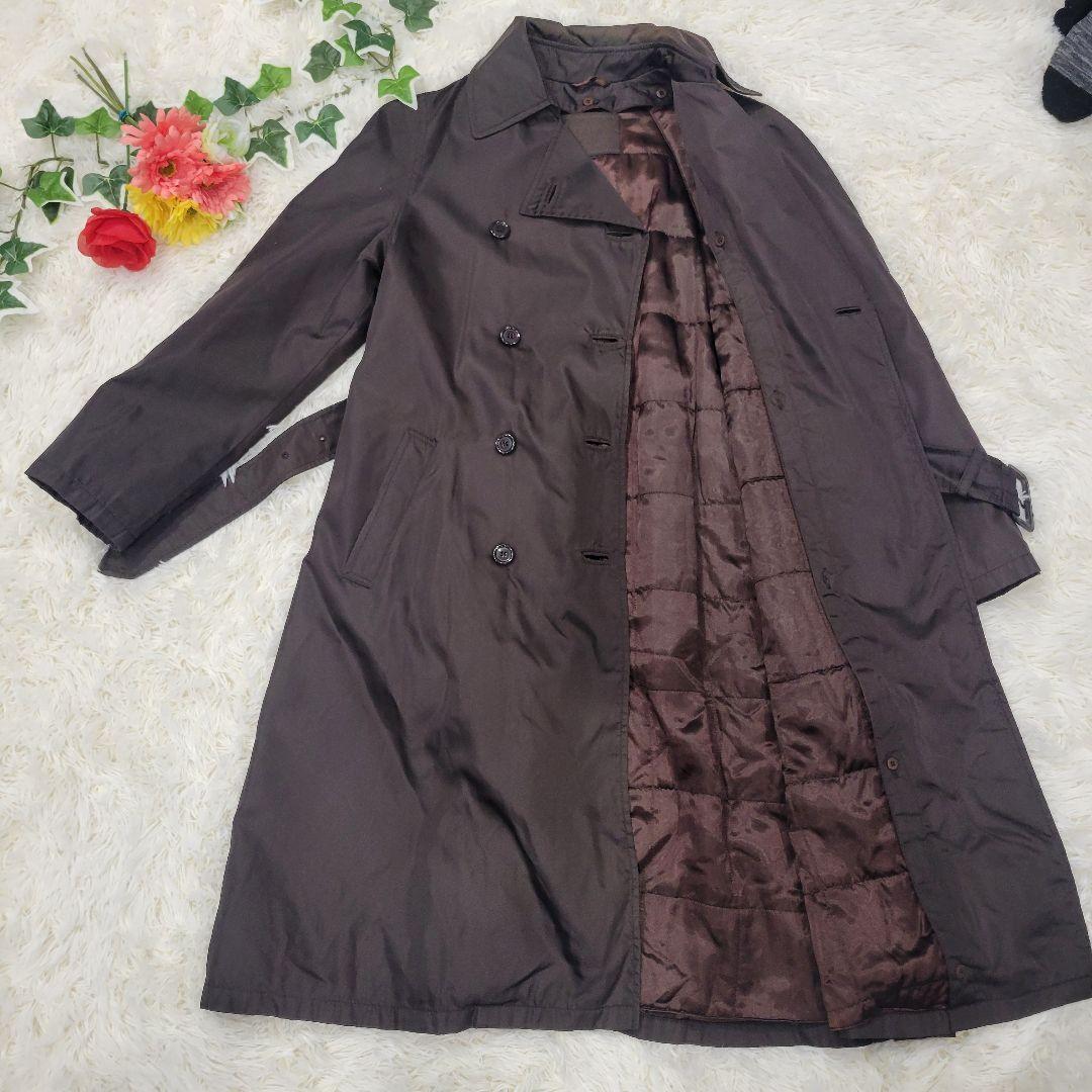 PRADA　ブラウン　ロングコート　裏地キルティング　トレンチコート