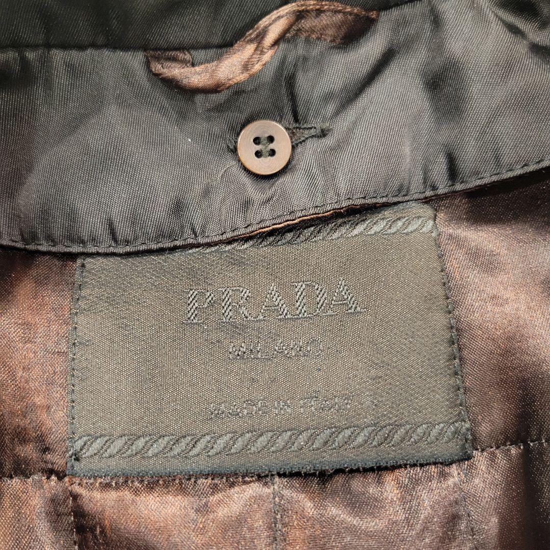 PRADA　ブラウン　ロングコート　裏地キルティング　トレンチコート