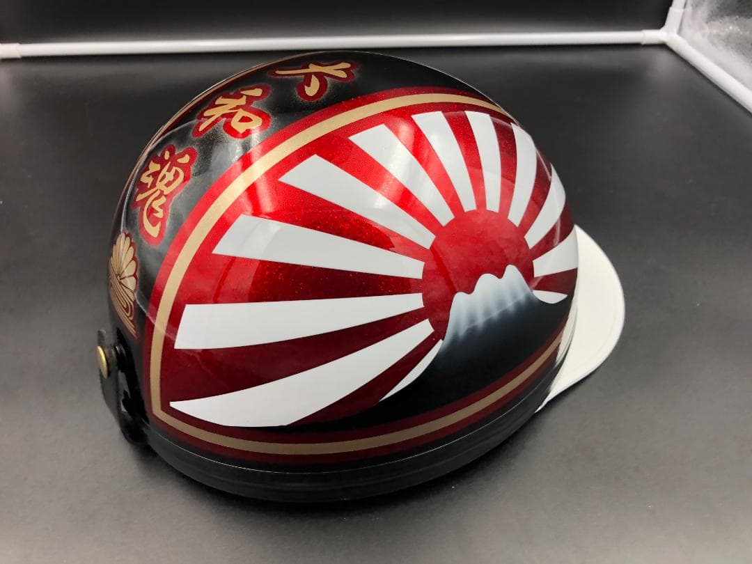 コルク半　カスタム　富士日章　三つボタン　ブラックホワイトレッド　ラメ