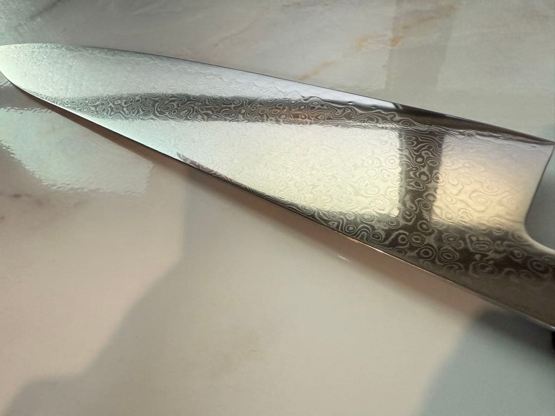 V10号金 ダマスカス鋼 シェフナイフ 黒壇柄 刃渡240mm