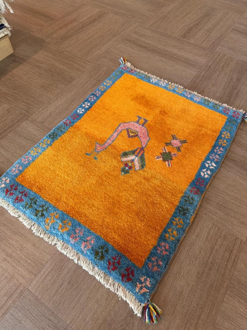 ギャッベ 88x66cm ペルシャ絨毯 手織り ギャベ 玄関マットラグ 絨毯