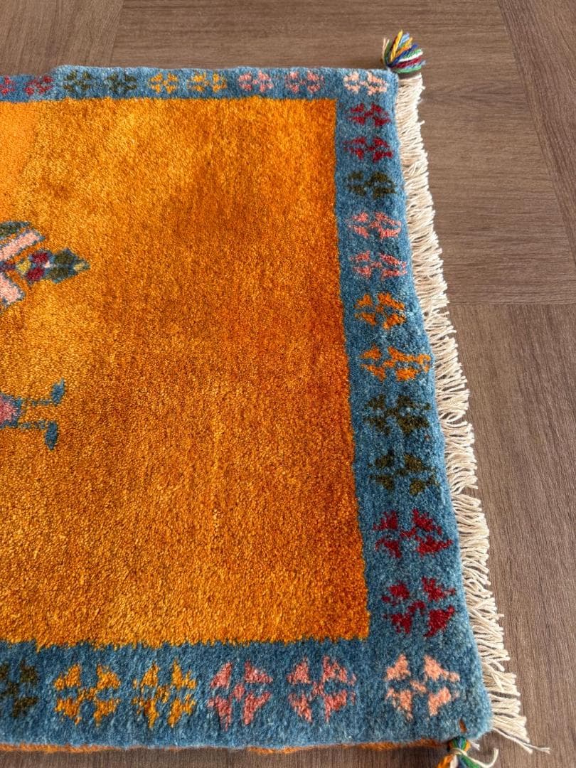 ギャッベ 88x66cm ペルシャ絨毯 手織り ギャベ 玄関マットラグ 絨毯