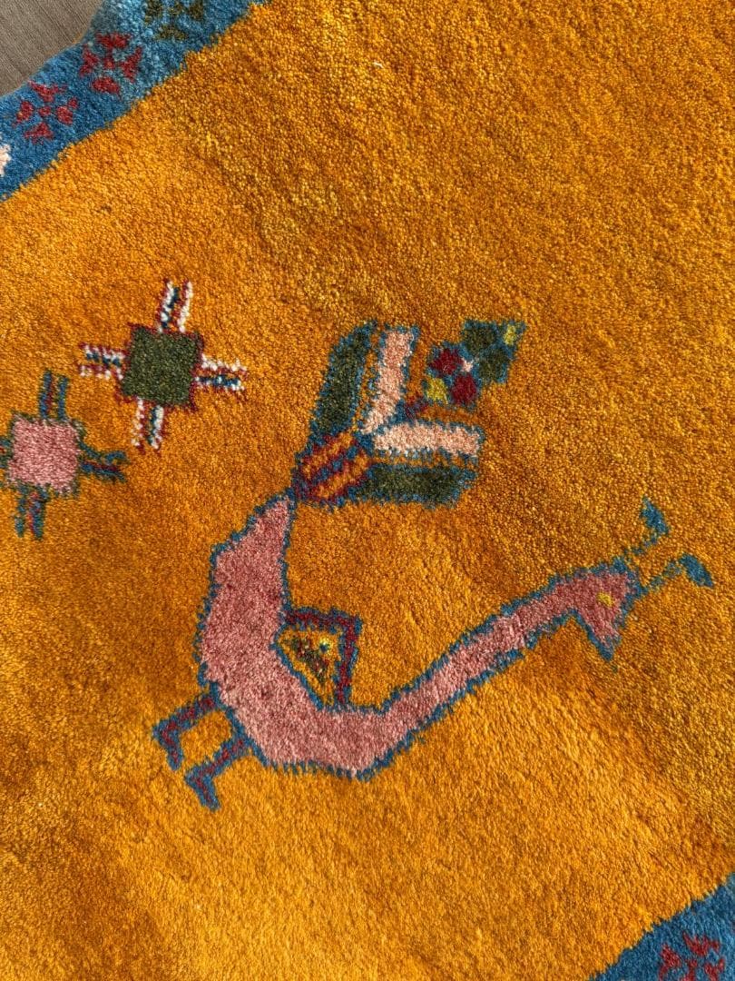 ギャッベ 88x66cm ペルシャ絨毯 手織り ギャベ 玄関マットラグ 絨毯