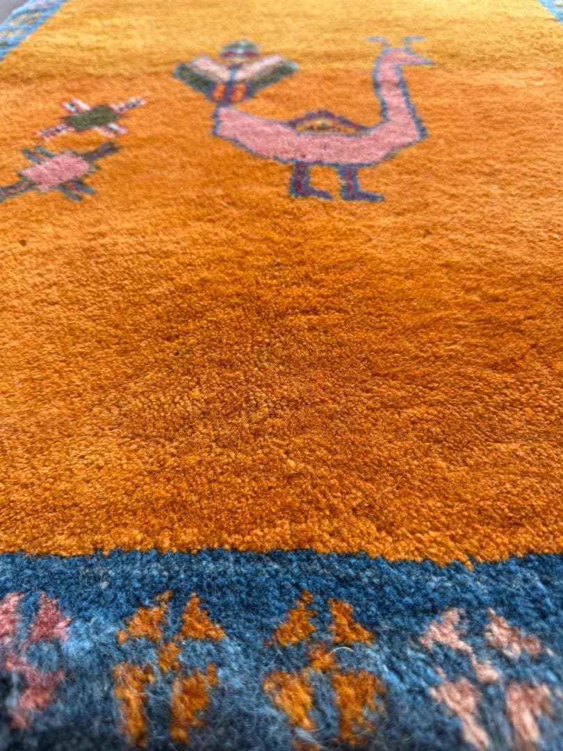 ギャッベ 88x66cm ペルシャ絨毯 手織り ギャベ 玄関マットラグ 絨毯