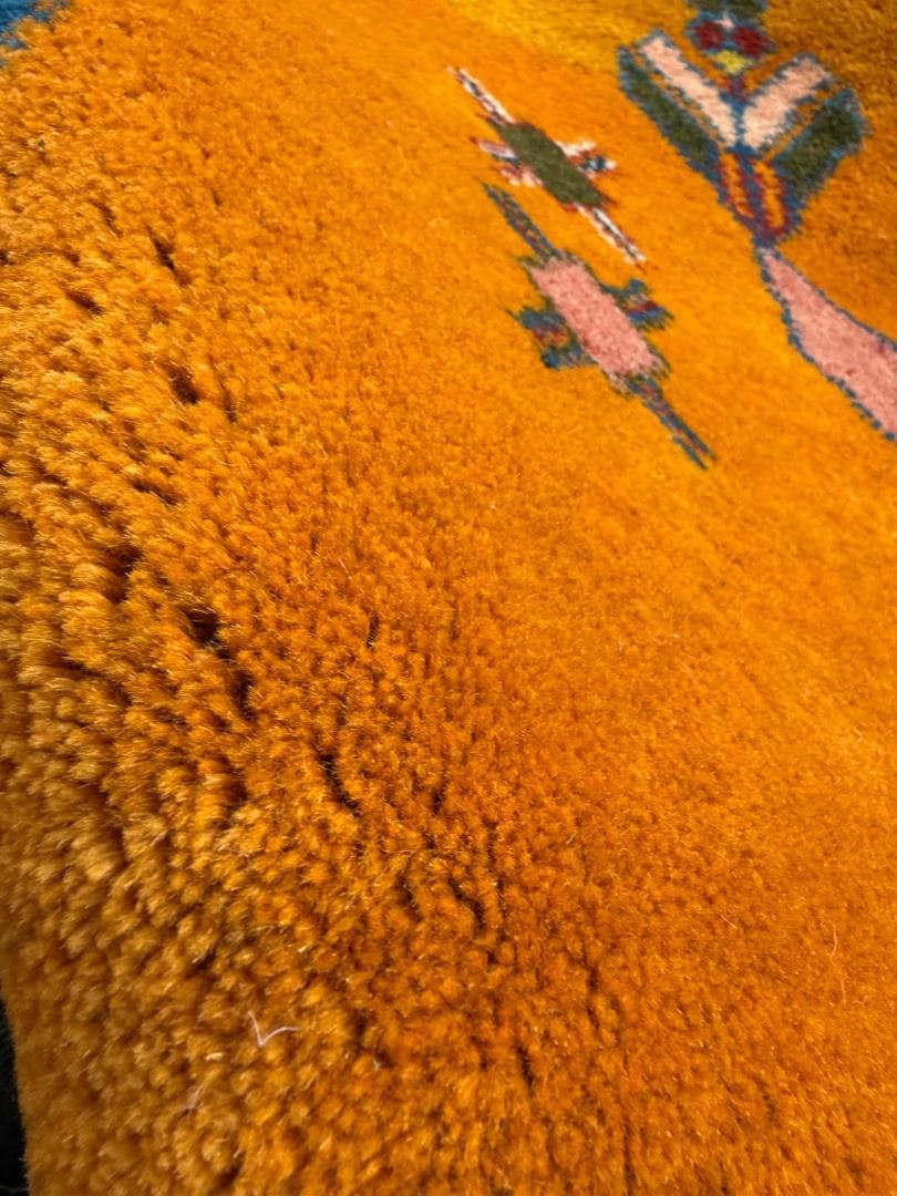 ギャッベ 88x66cm ペルシャ絨毯 手織り ギャベ 玄関マットラグ 絨毯