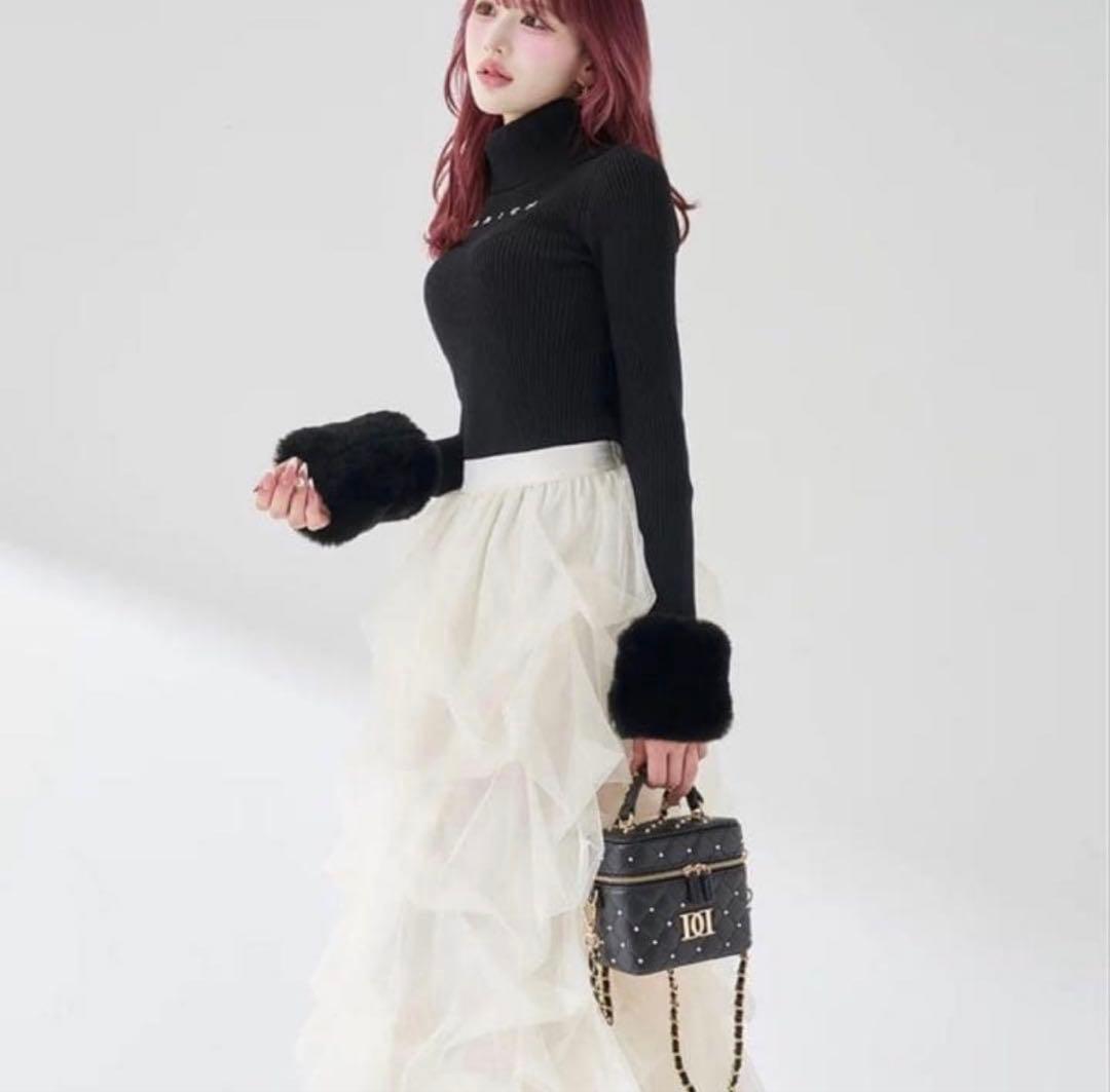 新品 Darich スムースファーリブニットトップス ブラック BLK