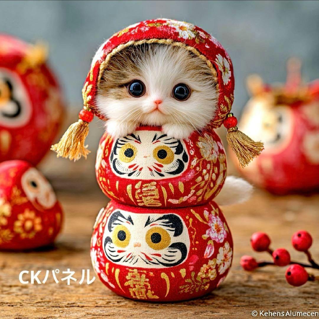 激レアだるまにゃんパネル生地　ねこパネル生地　ハンドメイド