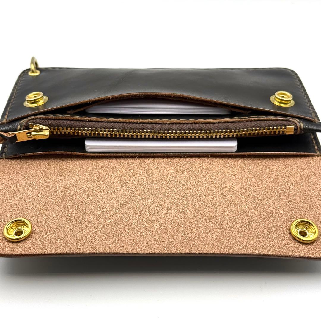 トラッカーウォレット(ブラック)サドルレザー　タロンジッパー　ヴィンテージタイプ