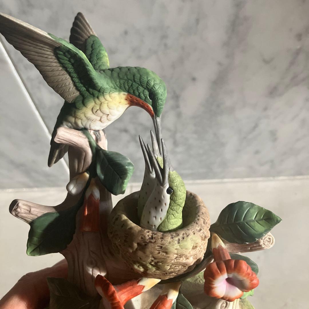 アメリカ90年代名門Andrea社　美しい色彩のハチドリ陶器オブジェ