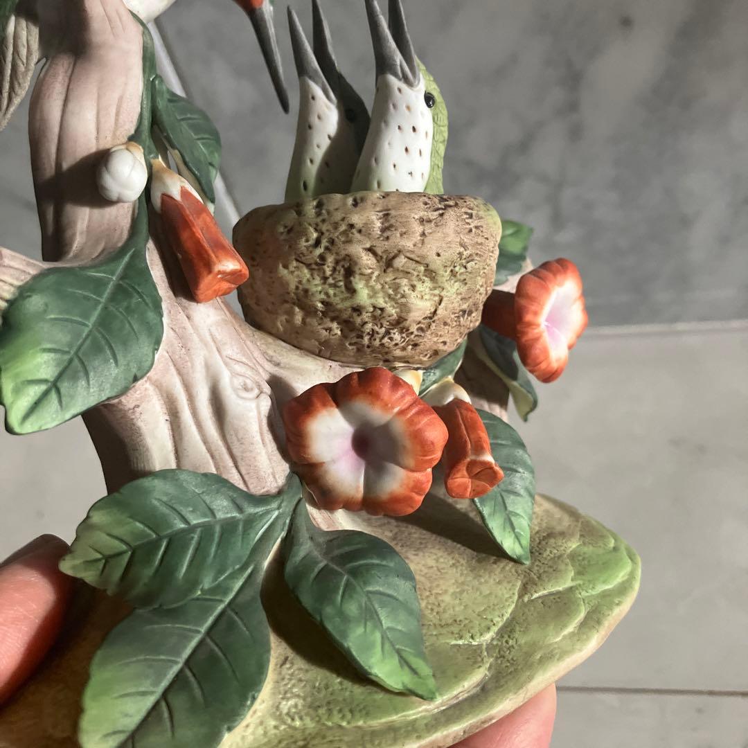 アメリカ90年代名門Andrea社　美しい色彩のハチドリ陶器オブジェ