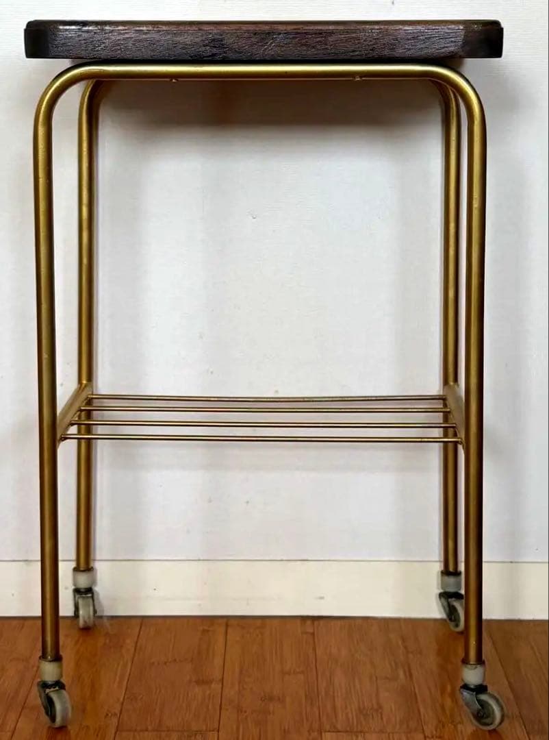 ヴィンテージ オーク材 ワゴン インダストリアル スチール サイドテーブル