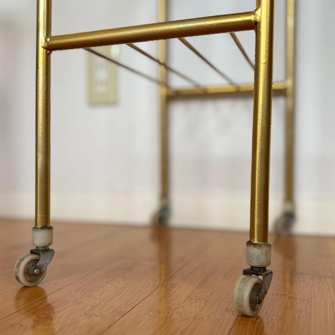 ヴィンテージ オーク材 ワゴン インダストリアル スチール サイドテーブル