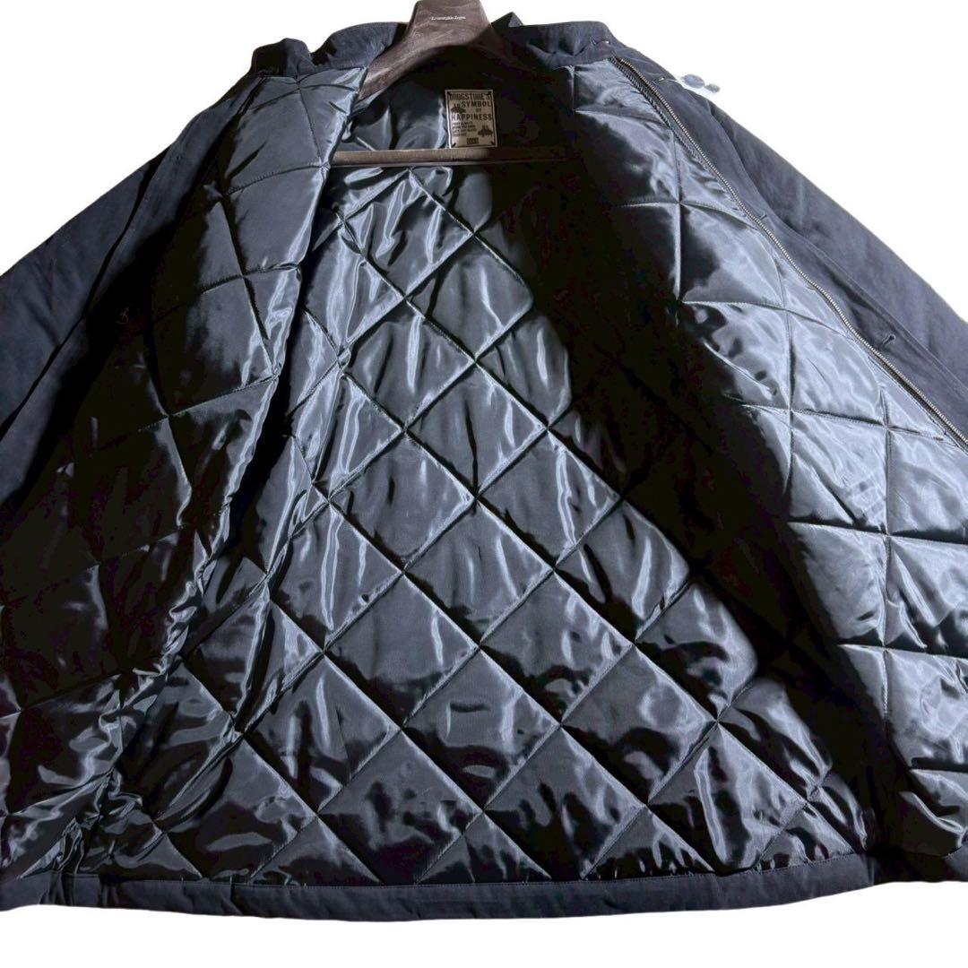 新品/タグ付き■ drug store's ステンカラーコート　紺　キルティング