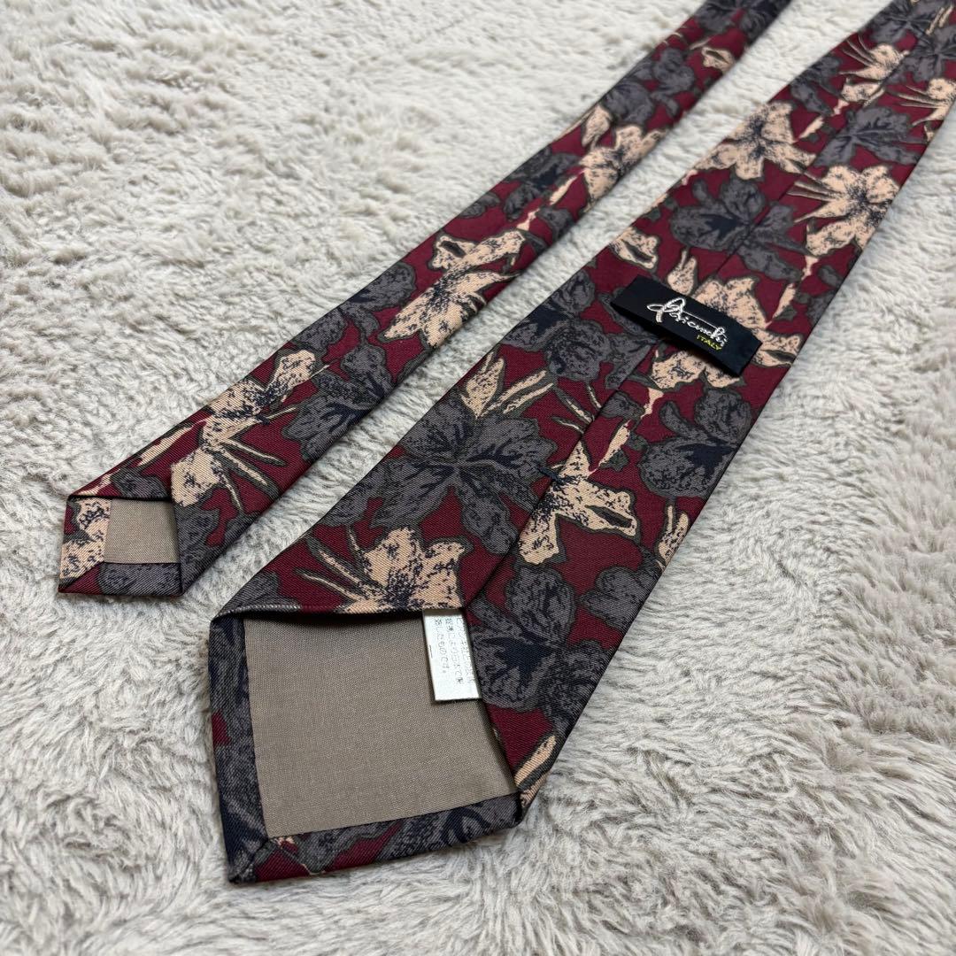 ネクタイシャツスイングトップ　スエード　シルク　ボタニカル　合成皮革切替古着