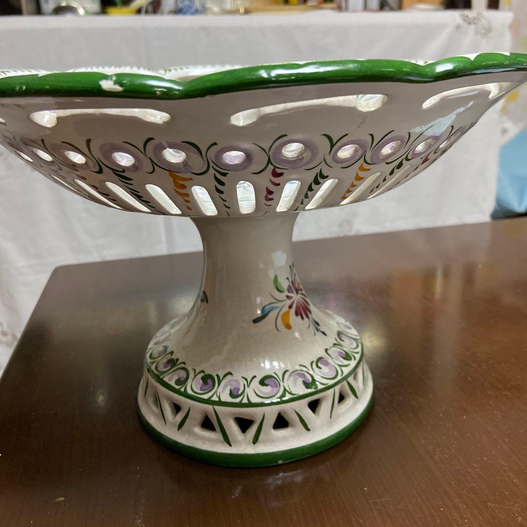 花柄陶器ケーキスタンド　ポーランドのものかも