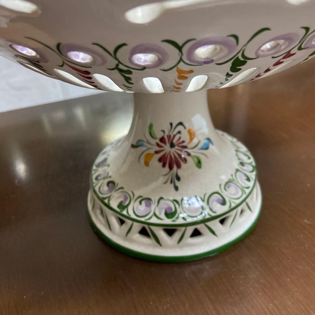 花柄陶器ケーキスタンド　ポーランドのものかも