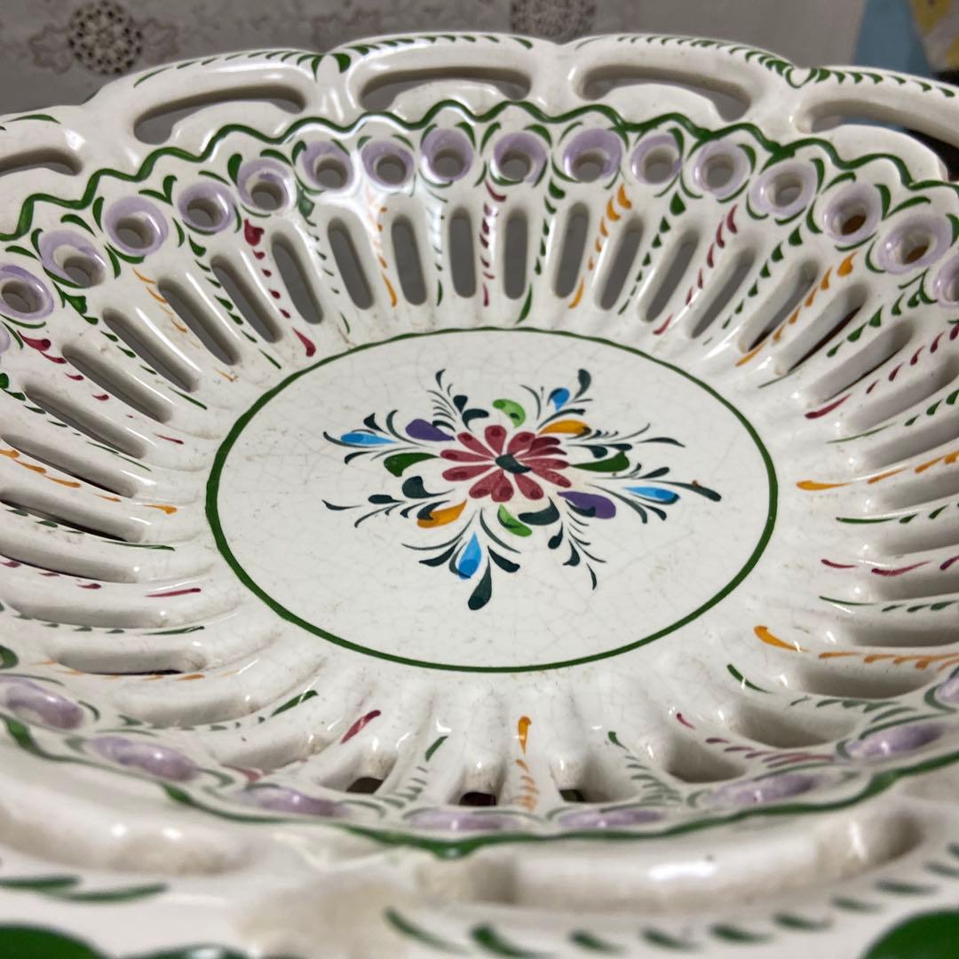 花柄陶器ケーキスタンド　ポーランドのものかも