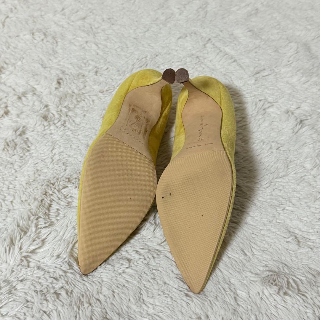 ⭐️未使用級⭐️　マノロブラニク　スエードパンプス　ポインテッドトゥ　イエロー