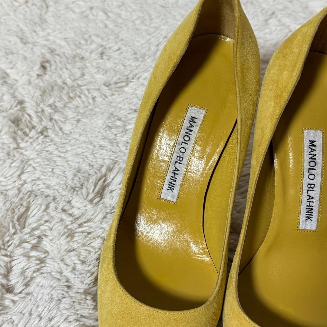 ⭐️未使用級⭐️　マノロブラニク　スエードパンプス　ポインテッドトゥ　イエロー