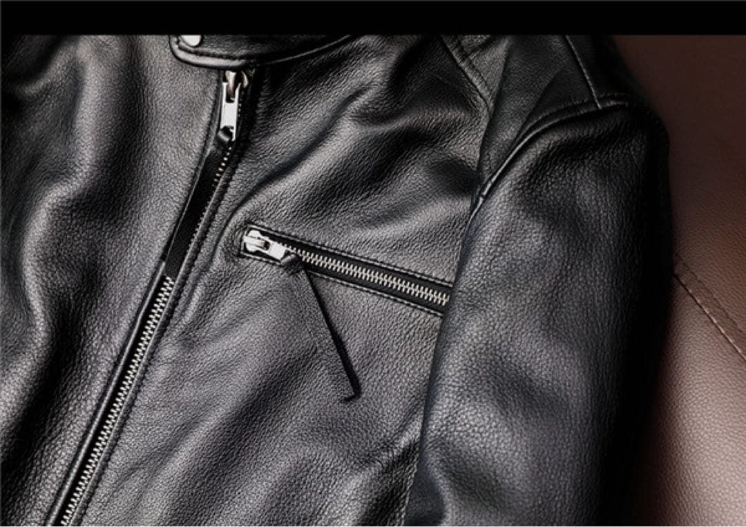 fortime シングルライダースジャケット レザージャケット 本革 2XL