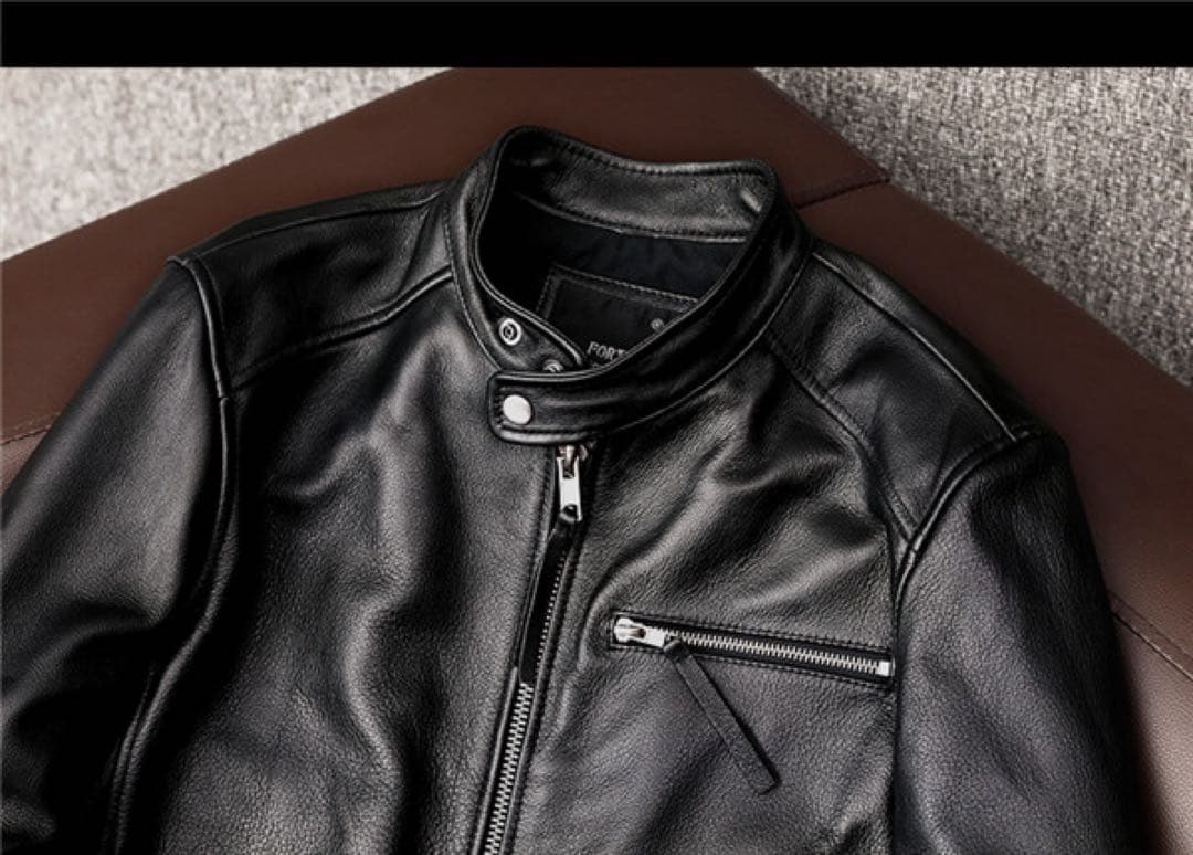 fortime シングルライダースジャケット レザージャケット 本革 2XL