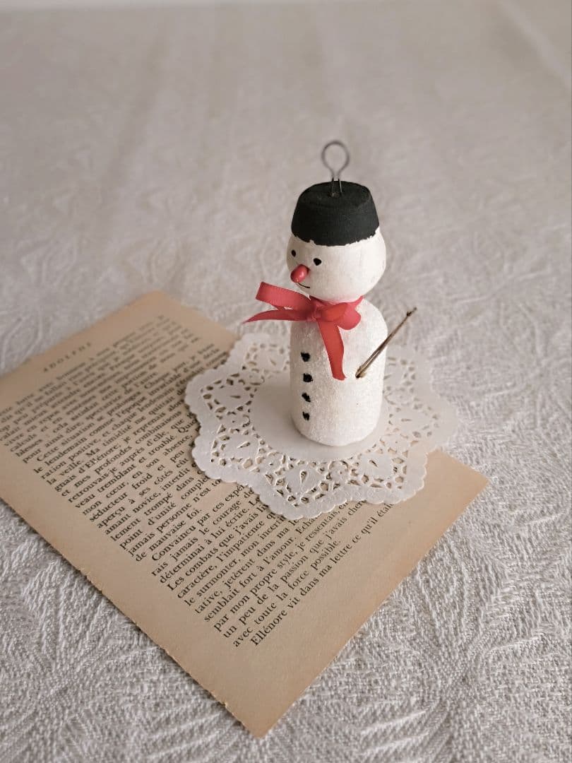 * vintage ornament SET ୨୧ 可愛い雪だるまさん ＆ ウサ