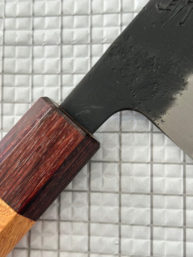 仙助 包丁 牛刀 牛刀包丁 青紙スーパー 黒肌梨地 欅八角柄 210mm ①