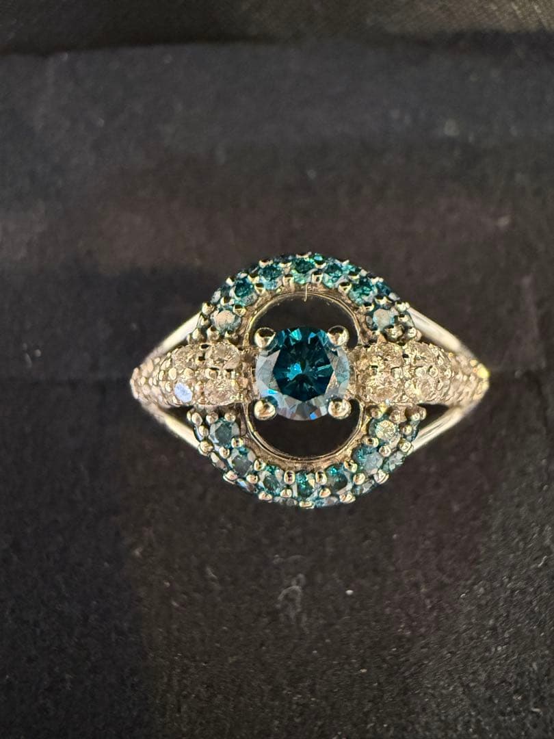 K14 ブルーダイヤモンド　デザイン　リング　12号