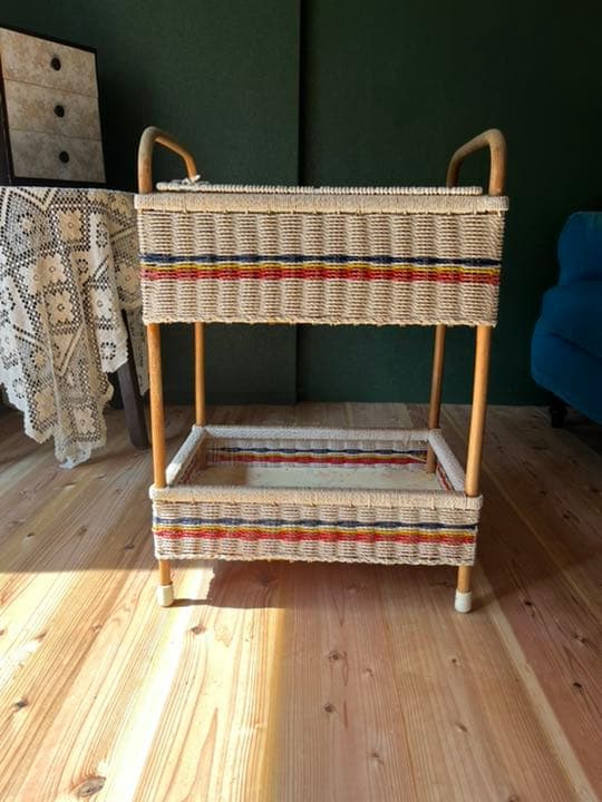 ビニールカゴ 脱衣かご 2段 昭和レトロ レトロポップ インテリア 当時物 収納