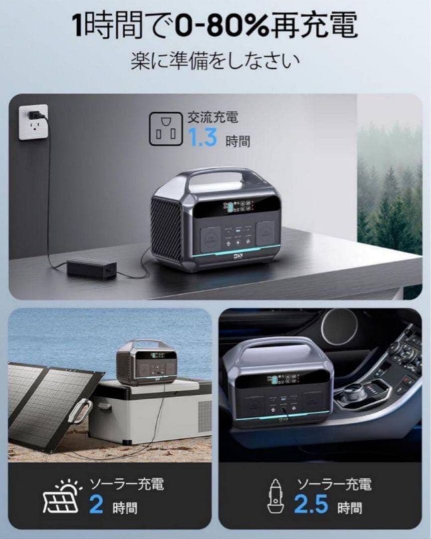 ポータブル電源 高速充電 キャンプ停電対応 大容量 防災 軽量 ソーラー
