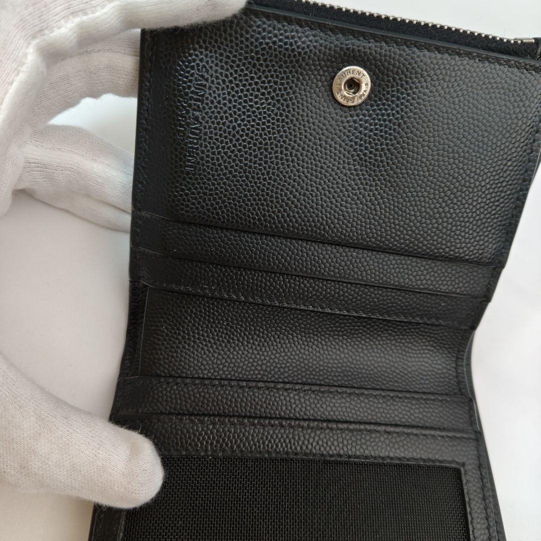 外観美品　saint laurent 折りたたみ財布　ブラック　レザー