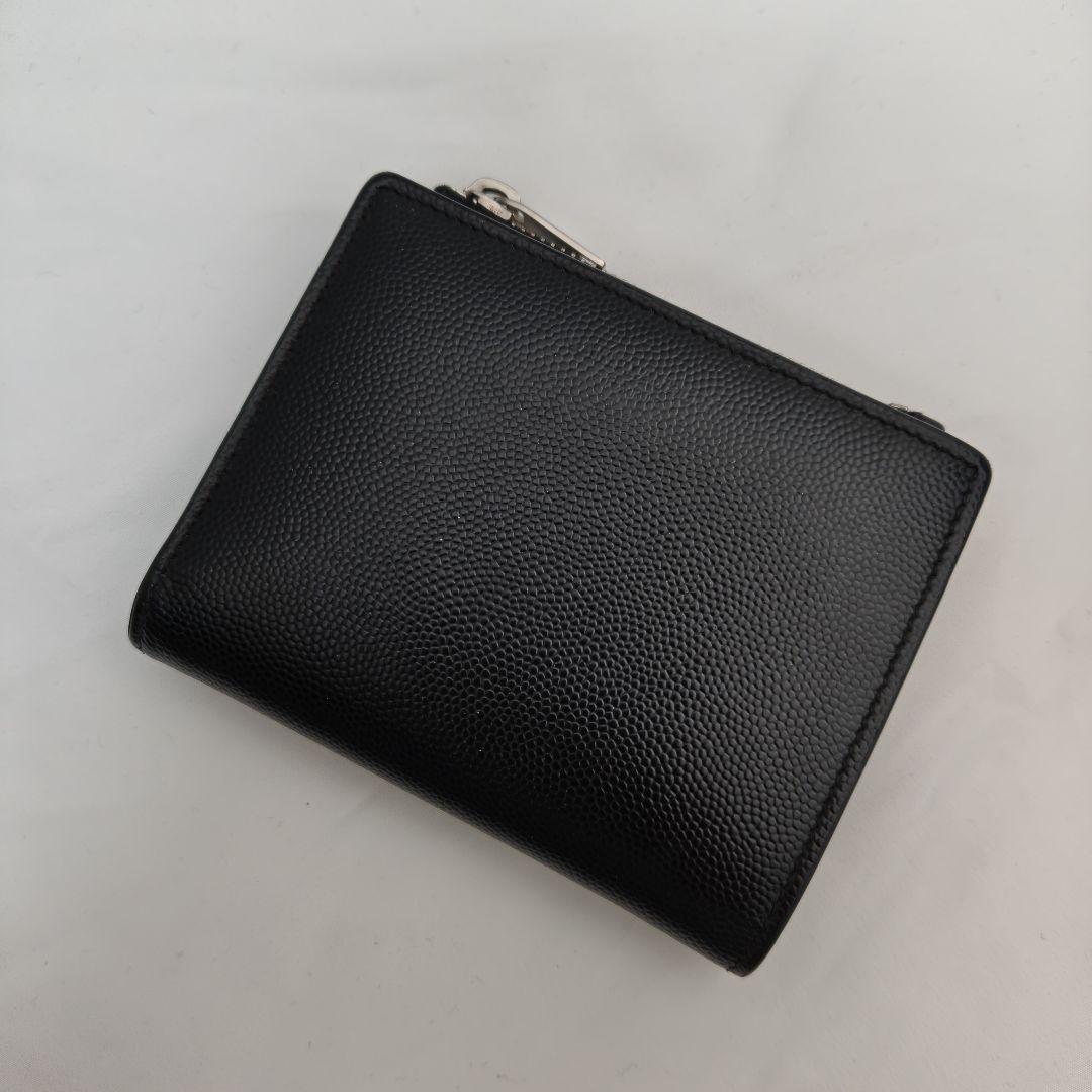 外観美品　saint laurent 折りたたみ財布　ブラック　レザー