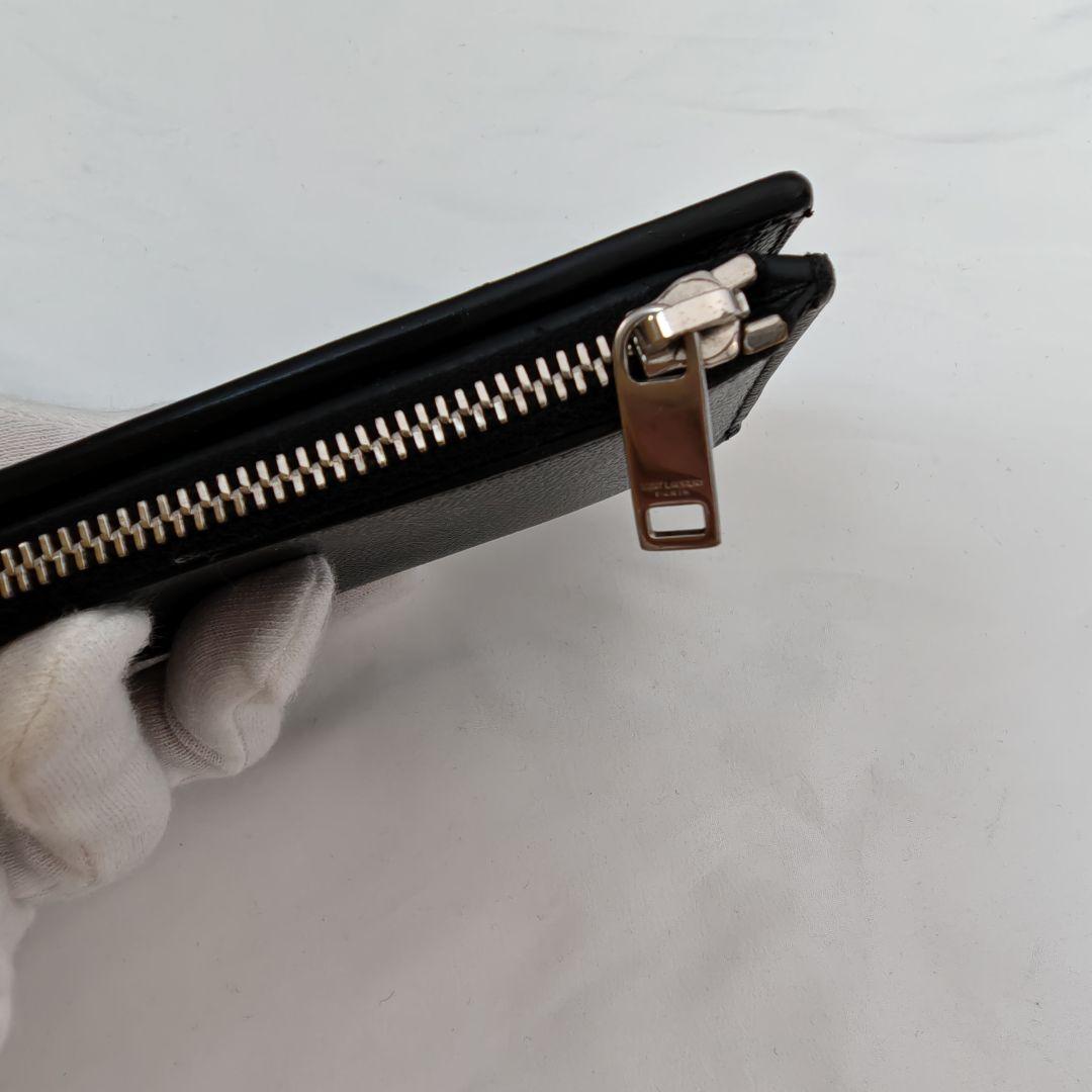 外観美品　saint laurent 折りたたみ財布　ブラック　レザー
