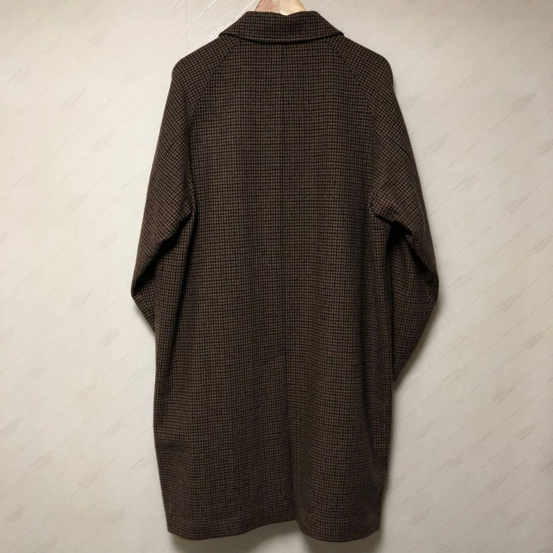 SHIPS ステンカラーコート ブラウン Lサイズ 千鳥柄 チェック 尾州ウール