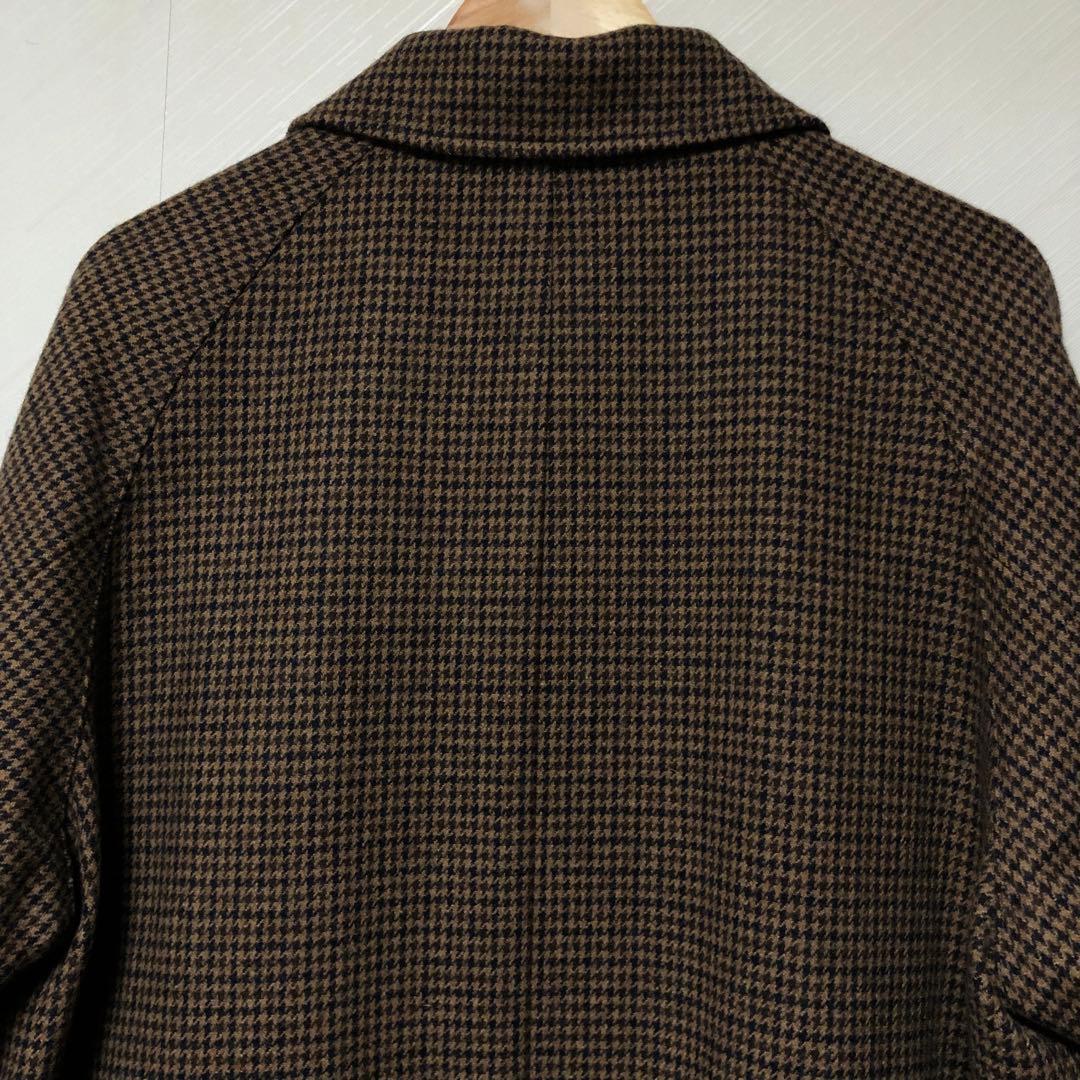 SHIPS ステンカラーコート ブラウン Lサイズ 千鳥柄 チェック 尾州ウール