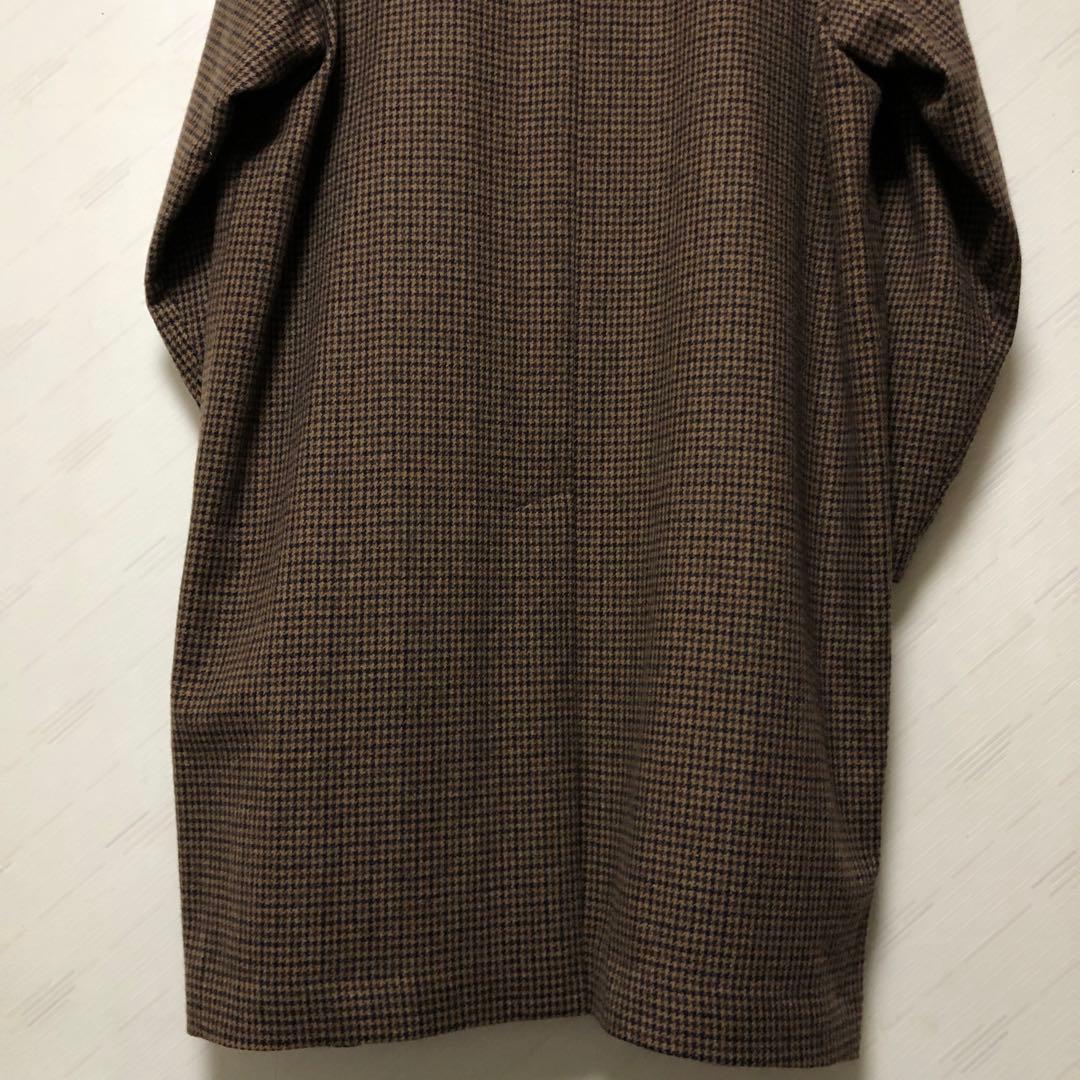 SHIPS ステンカラーコート ブラウン Lサイズ 千鳥柄 チェック 尾州ウール